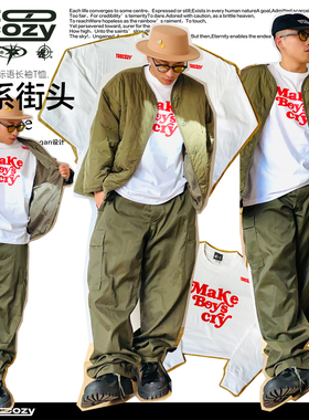 原创趣味标语Y2K朋克印花重磅纯棉美式小领口小众设计T恤夏季