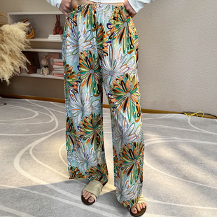 夏季绵绸沙滩裤女生防蚊裤大人棉绸阔腿裤长裤睡裤薄款可外穿裤子