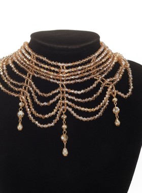 暗黑复古哥特式洛丽塔choker颈链个性设计感ins多层流苏项链