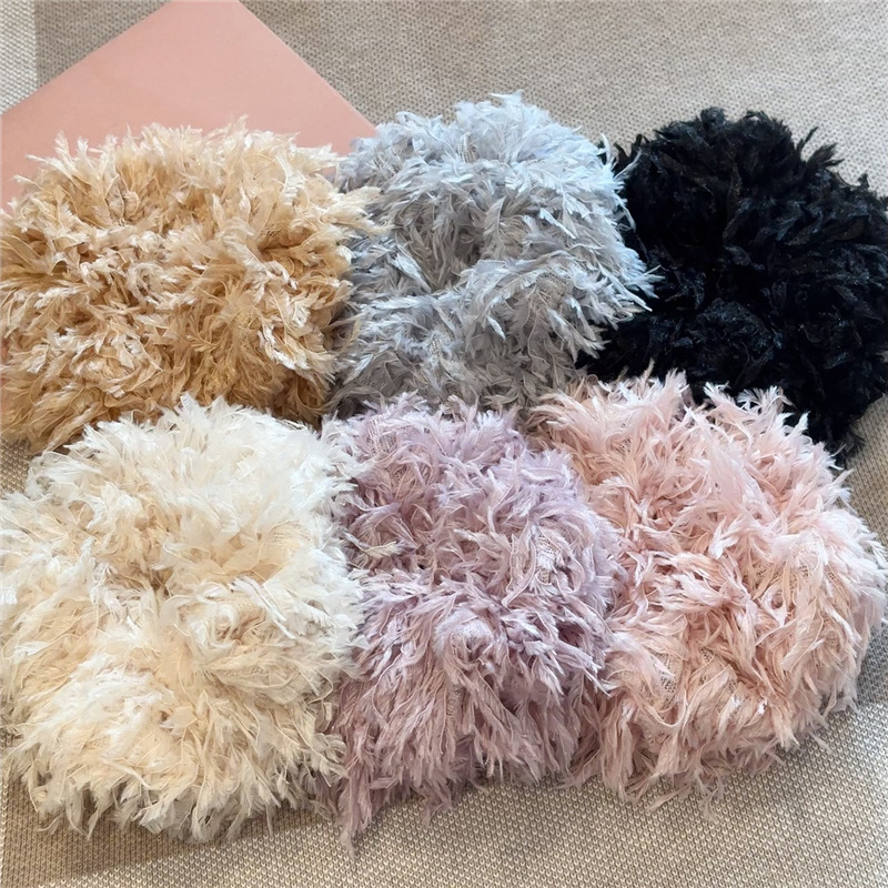 韩国东大门秋冬新款网红松弛感毛绒大肠发圈头绳发饰头花皮筋发绳