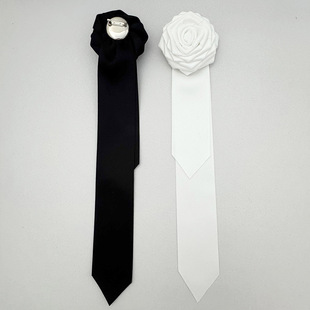 2026新款欧美白色领结领带手工玫瑰花气质服装配