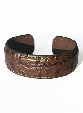 欧美风牛皮手镯 开口可调节鳄鱼皮蛇皮纹理多色复古个性手环