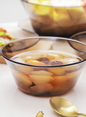 duralex多莱斯进口钢化玻璃水果沙拉碗家用大汤碗吃饭泡面燕麦碗