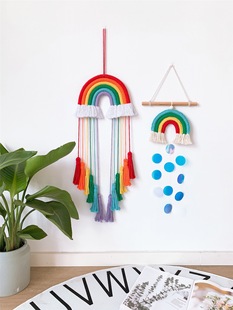 ins儿童房墙面装饰彩虹流苏挂件壁饰家居挂毯挂件手工编织挂饰