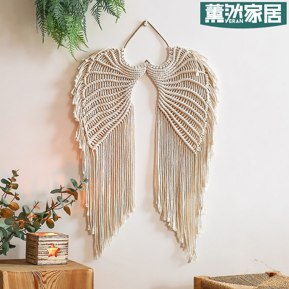 网红民宿酒店背景墙天使翅膀挂毯