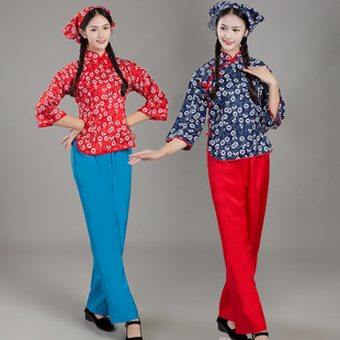 阿庆嫂演出服2022新款中老年秧歌服舞蹈服装成人村姑采茶女表演服