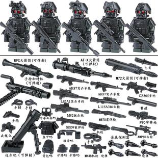 特警小人仔军事重装 积木玩具 部队警察特种兵武器男孩子益智拼装