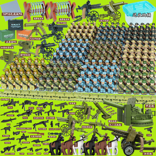 二战人仔八路军红军长津湖士兵美军小人偶积木男孩拼装玩具