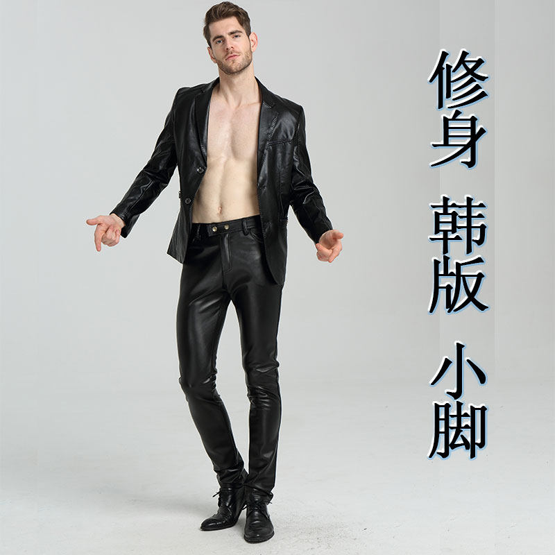 Male pants 2019 Spring and summer new pattern man Punk Nightclub Teenagers Hair Stylist Leather pants Metrosexual locomotive trousersin the Men's clothing, Lederhosen  category - from Buy2taobao.com to provide professional Taobao agent buy service