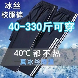 校服裤子夏季薄款冰丝速干中小学生一二三条道杠加肥加大校裤定制