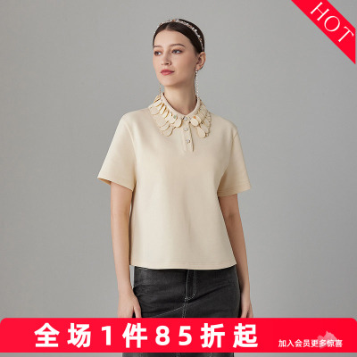 百搭翻领T恤衫短袖上衣女