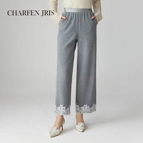 CHARFENJRIS 春季新款蕾丝花边糯米休闲裤FJF1A616-6065D