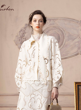 CHARFEN朝峰复古气质优雅镂空百搭春季短外套女CFD1C020-0029A