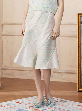 CHARFEN朝峰夏季法式优雅浪漫气A字半身裙女CFD2D312-3021E