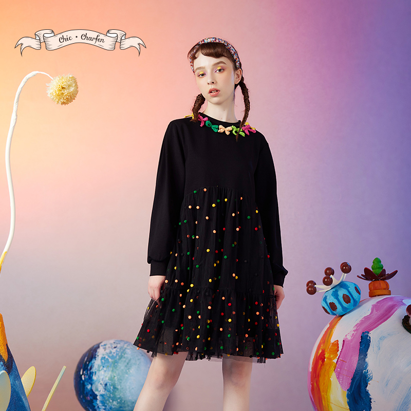 CHARFEN针织连衣裙2024秋冬新款