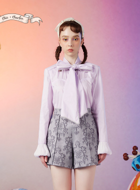CHARFEN朝峰秋季新款高级感大蝴蝶结绑带衬衫CFD3A203-2005T