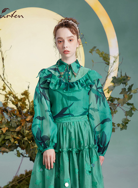 CHARFEN朝峰轻奢复古气质显瘦长袖衬衫上衣女CFD3A008-0076T