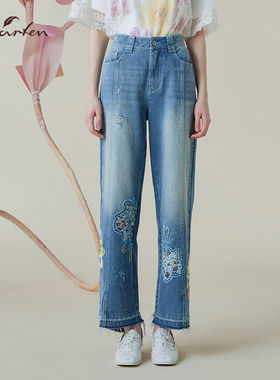 时尚百搭高腰显瘦直筒牛仔裤女CFE1D336-3058P