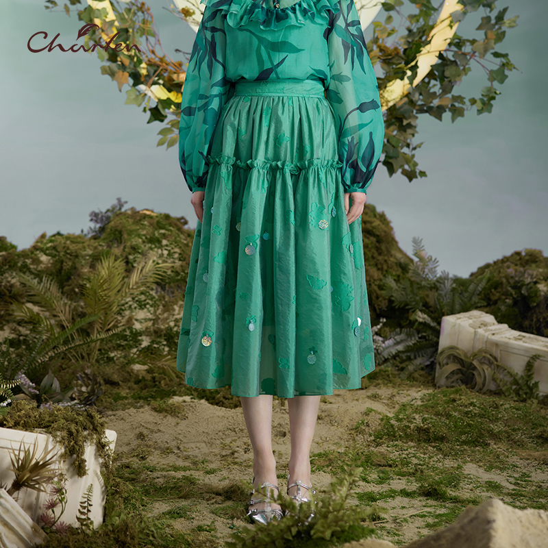 复古气质显瘦轻奢中长半身裙女