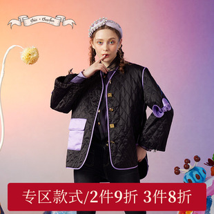 5109O 休闲复古蝴蝶结拼接夹克外套CFD3C559 CHARFEN朝峰秋季 新款