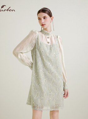 CHARFEN朝峰气质优雅名媛显瘦直筒中长连衣裙女CFE2E613-6016G