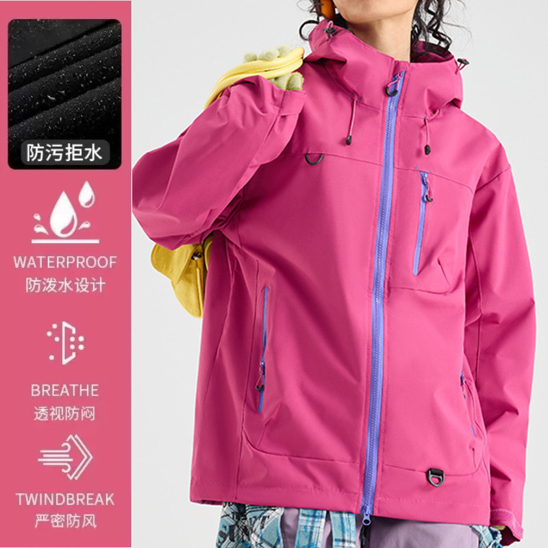 2025秋冬羽绒冲锋衣男女情侣软壳防风防水三合一户外加绒骑行外套