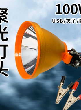 渔夫之宝5V12V蓝光灯头聚光白光黄光led夜钓灯usb钓鱼灯接充电宝