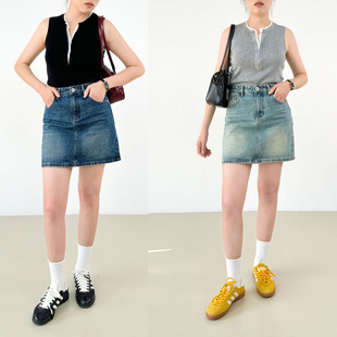 极简百搭】带内衬防走光牛仔半身裙女夏季高腰显瘦a字牛仔裙短裙