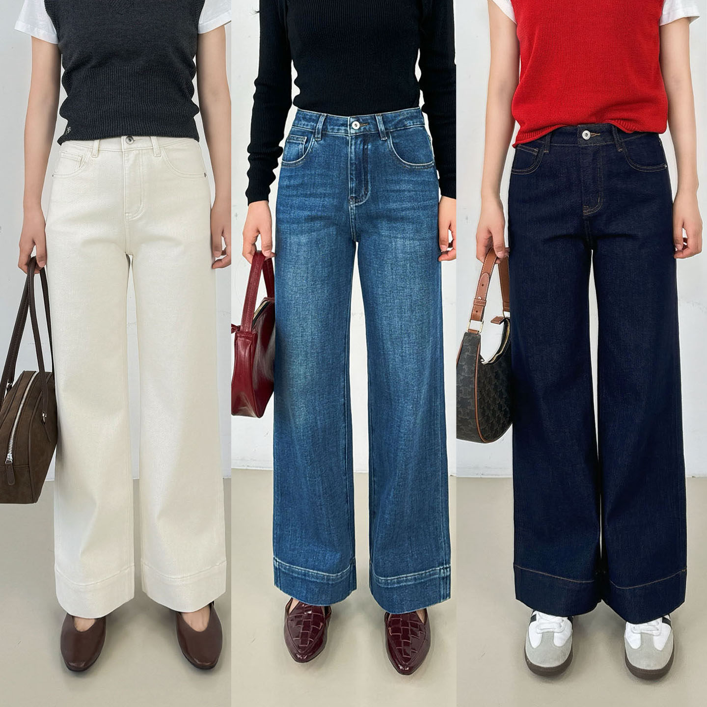 巨显瘦/小个子直筒喇叭裤女2026春款高腰显瘦弹力宽脚牛仔裤九分