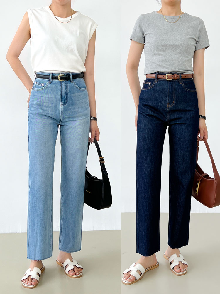 冷醋酸天丝直筒牛仔裤女夏薄款