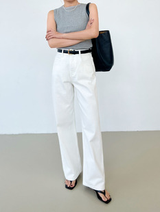 白色牛仔裤 长裤 女2026春季 高腰显瘦宽松直筒阔腿裤 新款 bi入单品