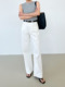 长裤 bi入单品 新款 高腰显瘦宽松直筒阔腿裤 白色牛仔裤 女2025秋季