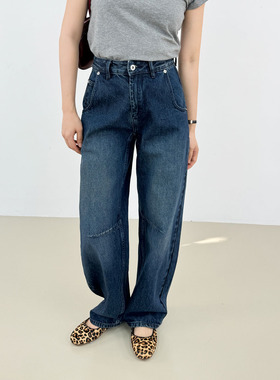 【弯刀版型】王大姑弯刀牛仔裤女2026新品宽松百搭弯刀牛仔裤长裤