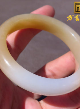 惊呆方言和田玉精品新疆且末料细腻细腻蜂蜜糖羊脂白玉52mm手镯X5