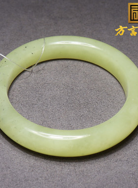 方言精品和田玉佩戴新疆老熟且末料黄口带墨点内径57mm正装手镯O2