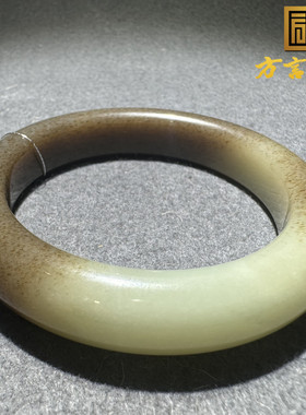 放漏方言新疆和田玉且末料糖白分明半山半水巧色油润57mm手镯S