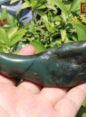 火爆了方言和田玉罕见地表籽老熟金鹿皮天蓝色蓝玉籽料原石玩料N