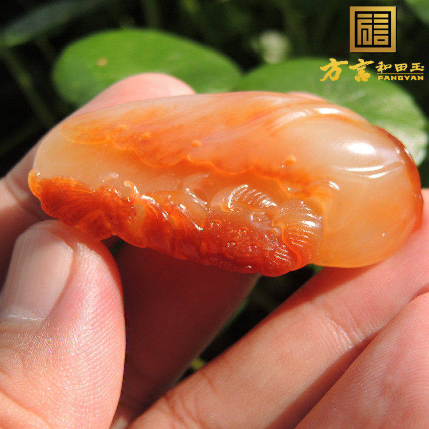 方言镇店之宝精品一眼真鸽血红沁老熟无结构羊脂玉籽料清廉吊坠R
