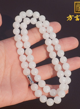 方言和田玉青海老坑料白玉妈妈链