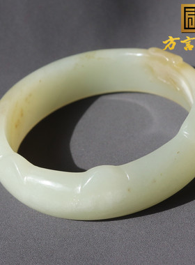 方言和田玉白玉带糖猫镯