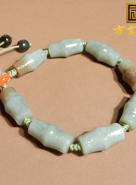 美美哒方言和田玉精品新疆油润细腻且末蓝带糖竹节珠手串手链A5