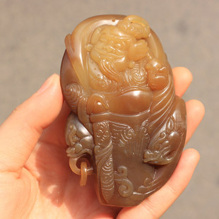 美哭方言和田玉老熟新疆且末料高品质细腻红糖钟馗螭龙守护把件O1