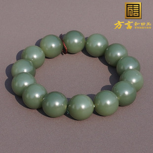 方言企业收藏标本新疆沙枣青籽料无结构豆青色16mm圆珠高奢手链A6