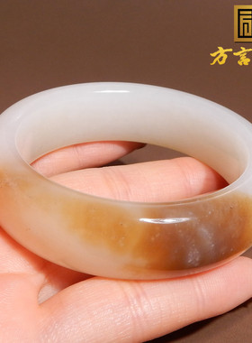 稀缺方言和田玉精品珍藏级新疆特色温润且末料糖白玉卡51mm手镯A5