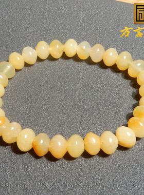 惊呆方言品牌和田玉精品特色唐河黄沁籽料算盘珠卡8mm手串手链R5