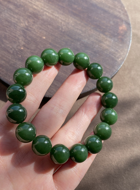 俄罗斯辣阳绿碧玉12mm圆珠手串