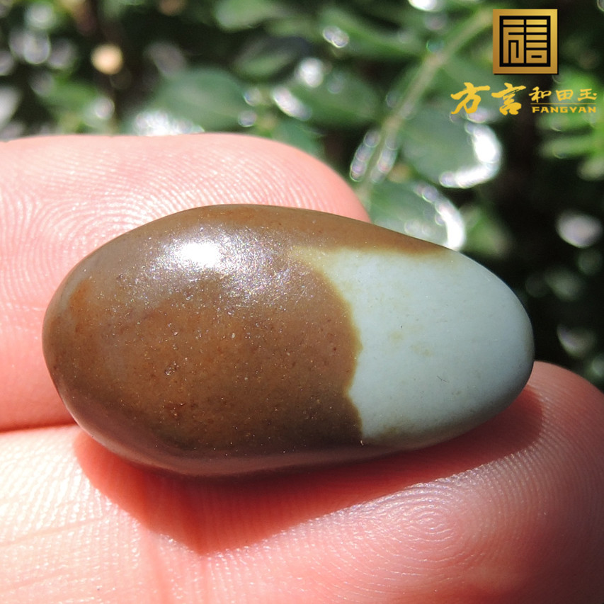 方言精品珍品罕见无结构一口气水滴型金鹿皮蓝玉原石玩料手链籽R