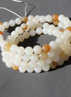 惊呆方言和田玉佩戴新疆温润高脂细腻且末料糖白玉8mm108颗项链A8