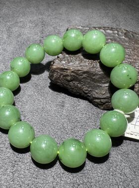 亮眼方言和田玉老坑俄罗斯乌兰海苹果绿碧玉油润细腻12mm手串S6