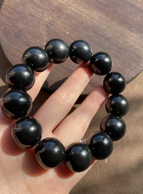 新疆如墨墨玉籽料18mm圆珠手串